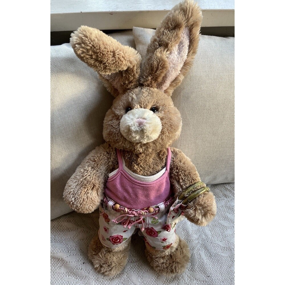 Build a Bear Bunny Rabbit Bendable Ears Plush Stuffed Animal Brown Tan Soft 21"